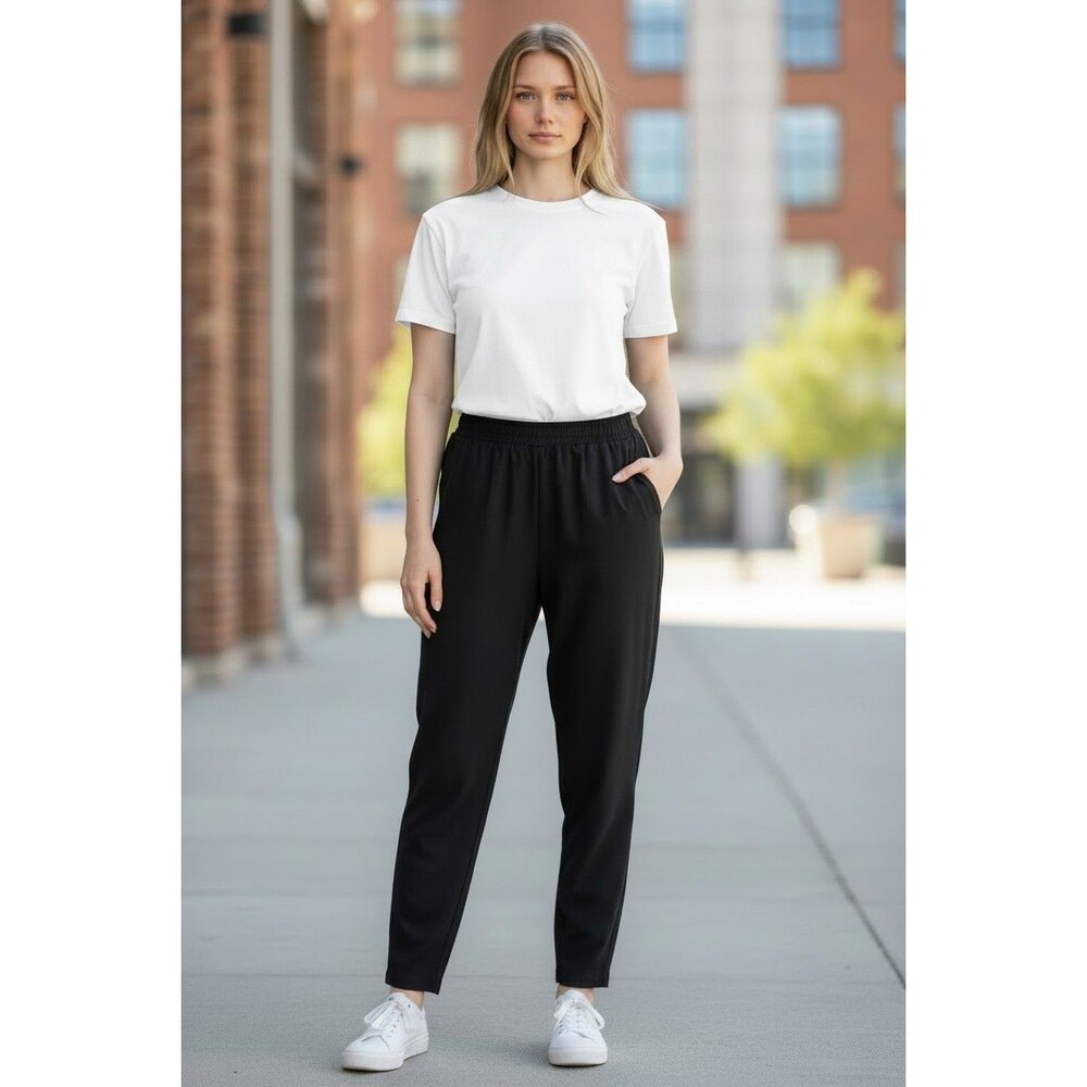Hilary Radley Pull On Pants Black Elastic Tie Ankle Women Size XL